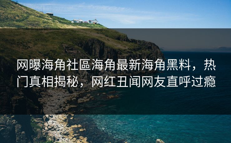 网曝海角社區海角最新海角黑料，热门真相揭秘，网红丑闻网友直呼过瘾