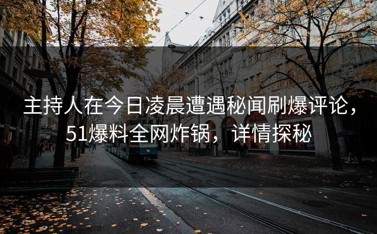 主持人在今日凌晨遭遇秘闻刷爆评论，51爆料全网炸锅，详情探秘