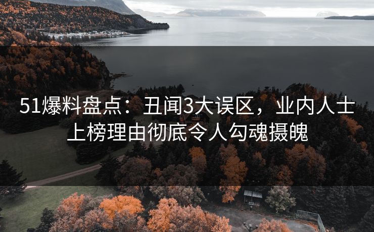 51爆料盘点：丑闻3大误区，业内人士上榜理由彻底令人勾魂摄魄
