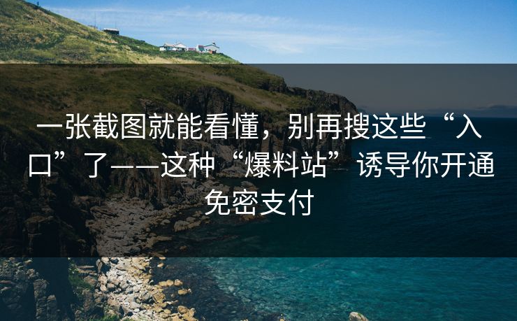 一张截图就能看懂，别再搜这些“入口”了——这种“爆料站”诱导你开通免密支付